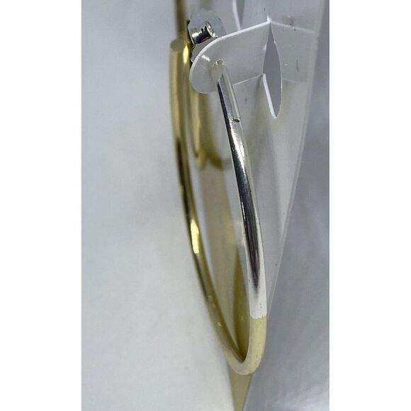 Essentials Two-Tone Medium Hoop Earrings in Silver- & Gold-Plate MSRP $50 CP321 - Picture 3 of 3